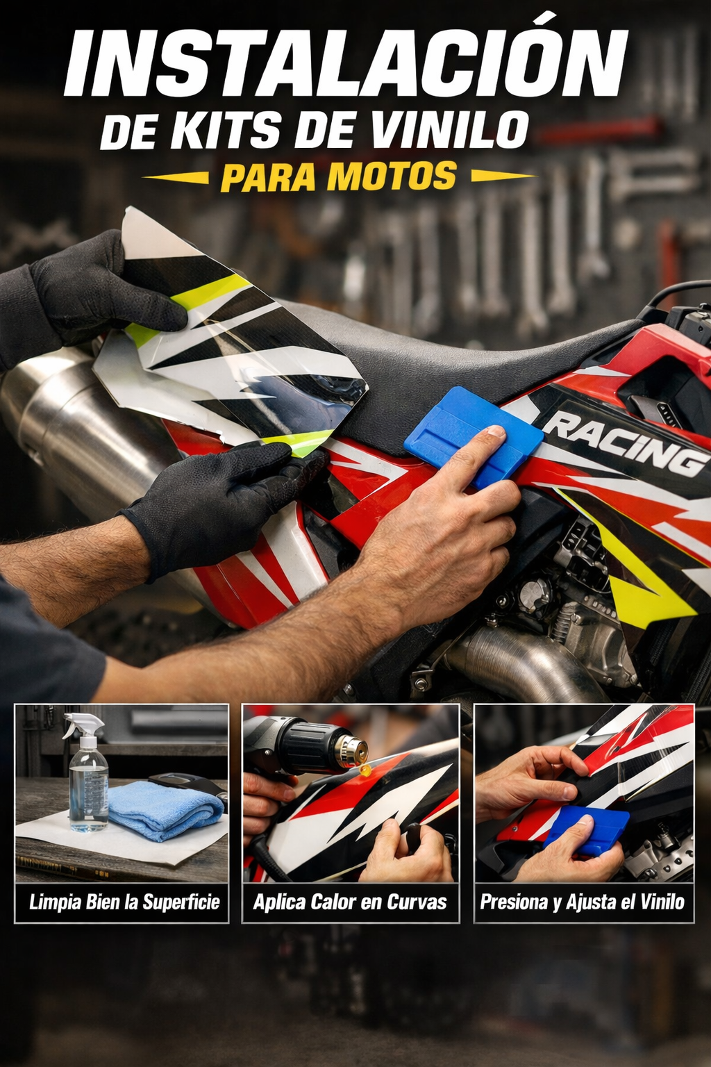 Cómo instalar correctamente un kit de vinilo para moto (Guía paso a paso)