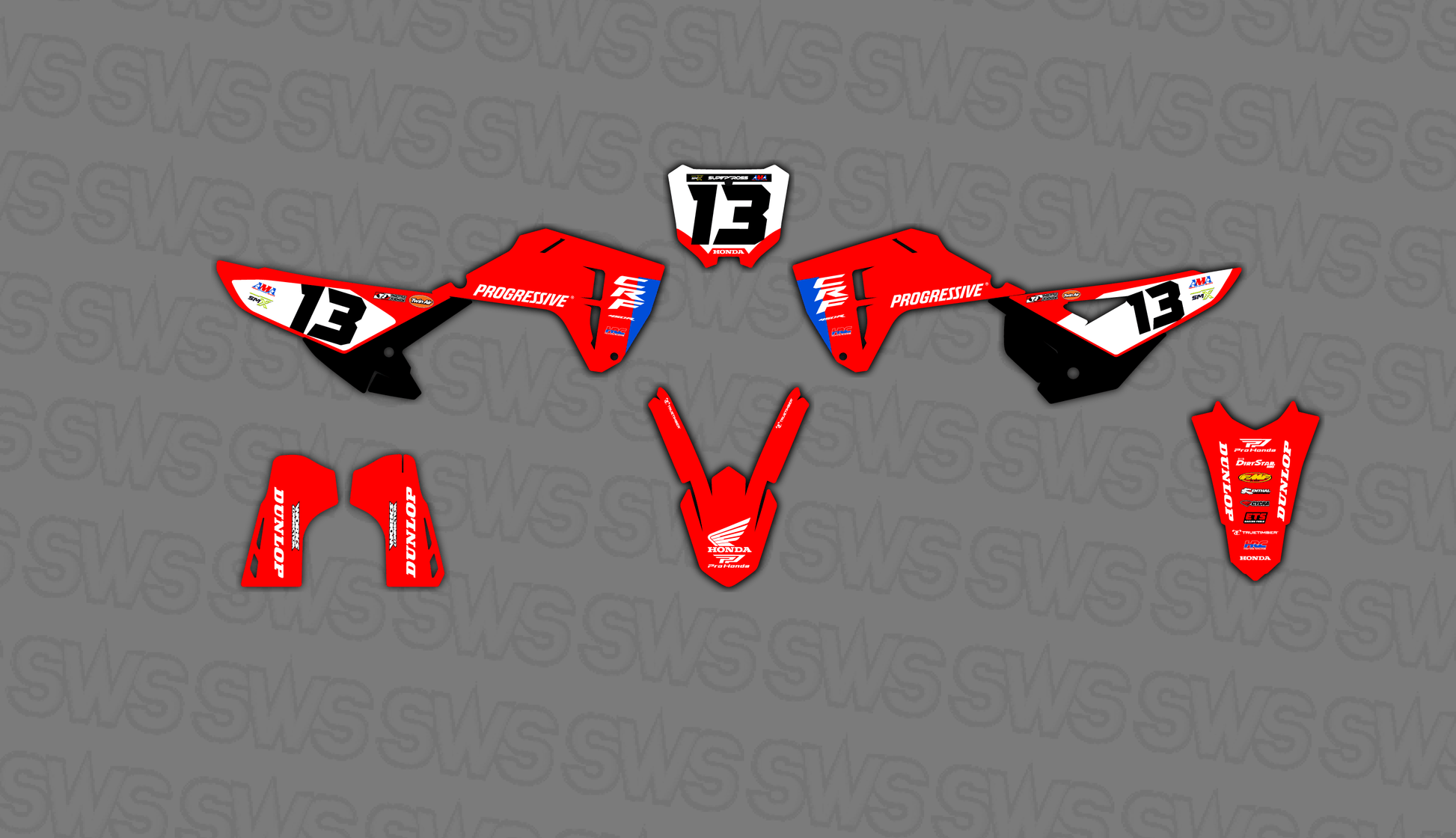 Kit de vinilos Honda CRF450 2025 Factory diseño motocross racing