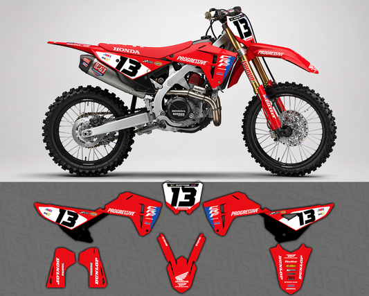 Mockup Honda CRF450 2025 con graphics kit Factory diseño motocross