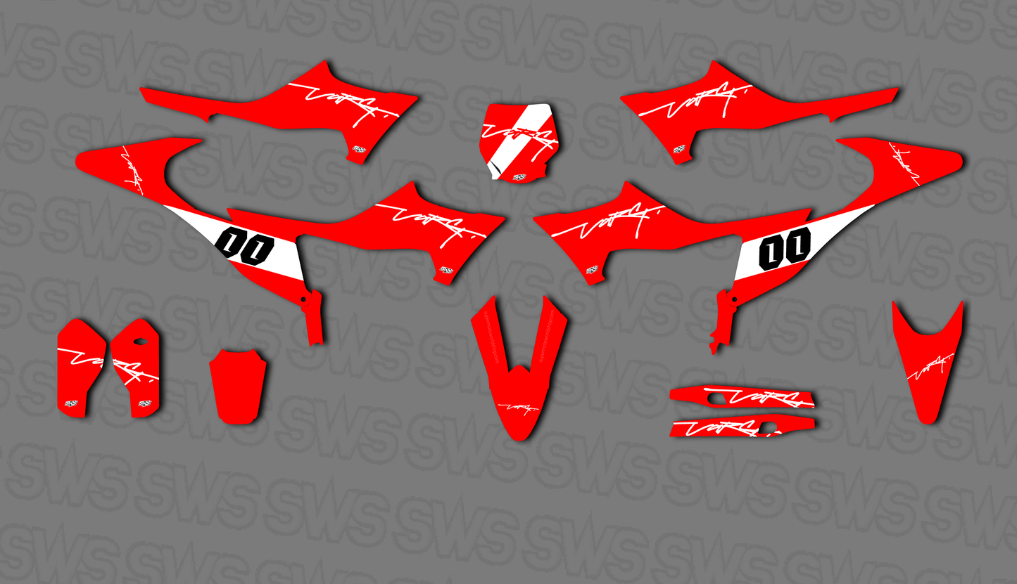 Vista lateral kit de adhesivos Stark Varg Signature Red