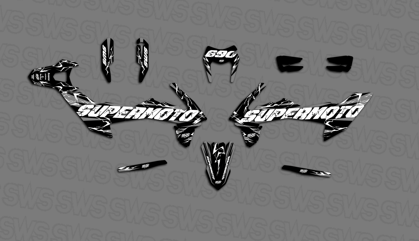 KTM 690 SMC R personalizada con graphics kit Slayer GRAY