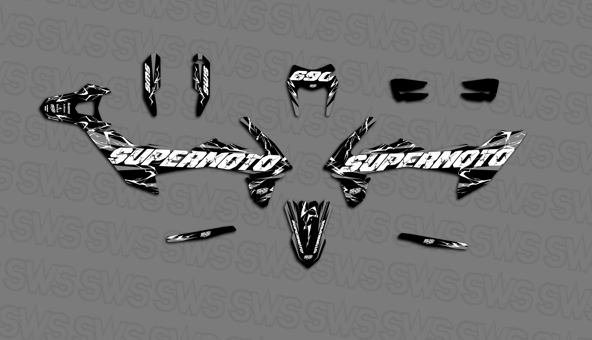 KTM 690 SMC R personalizada con graphics kit Slayer GRAY