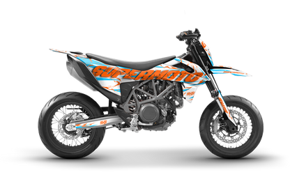 Kit de vinilos para KTM 690 SMC R Slayer CYAN con diseño exclusivo, ajuste perfecto y materiales premium resistentes a uso intensivo.