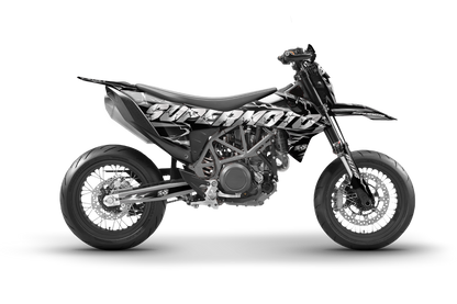 KTM 690 SMC R con vinilos Slayer GRAY vista lateral estilo agresivo