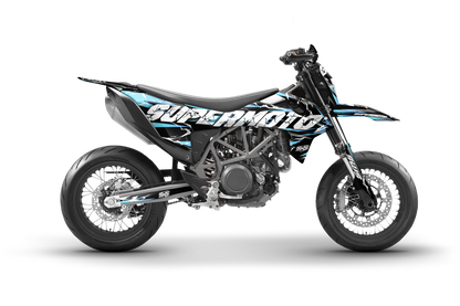 Vinilos KTM 690 SMC R Slayer CYAN vista lateral estilo agresivo